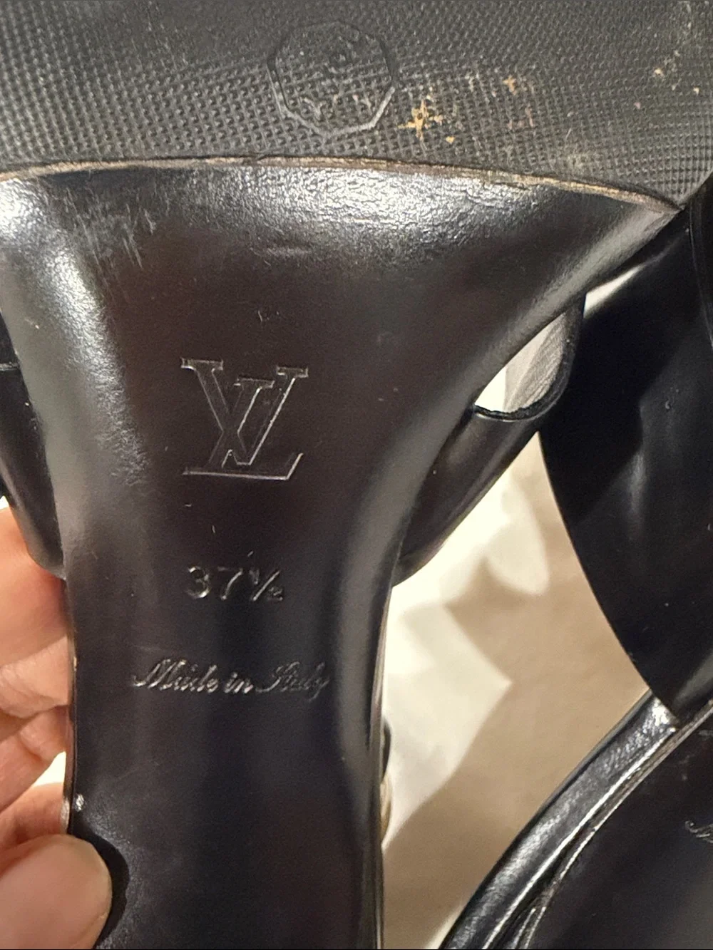 Louis Vuitton Black Leather Buckle Stiletto Sandals